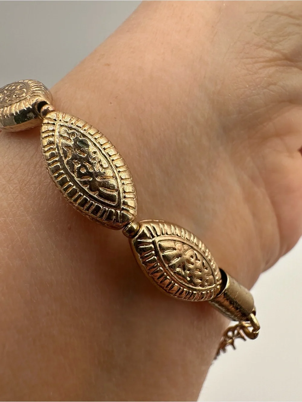 Gold Textured Link Bracelet - Women Jewelry